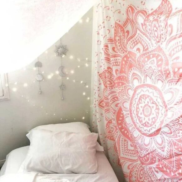 Bohemian Pink Mandala Wall Tapestry Decor - Picture 2 of 3